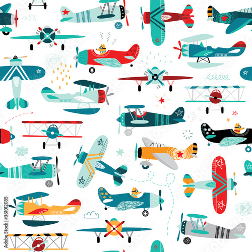 airplanes boys seamless pattern