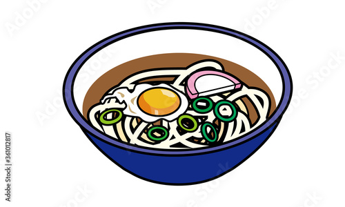 丼に盛りつけられた温かい月見うどん