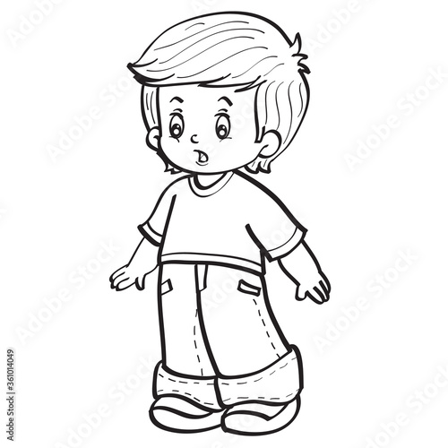 sketch of a boy who is surprised at something, coloring, isolated object on a white background, vector illustration,