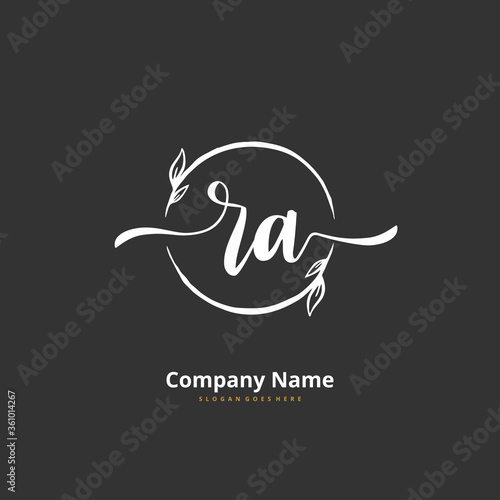 R A RA Initial handwriting and signature logo design with circle. Beautiful design handwritten logo for fashion, team, wedding, luxury logo.