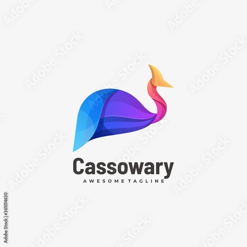Vector Logo Illustration Cassowary Gradient Colorful Style.