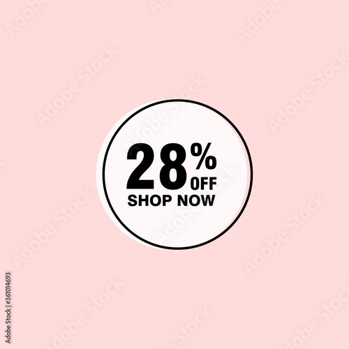 28 discount, Sales Vector badges for Labels, , Stickers, Banners, Tags, Web Stickers, New offer. Discount origami sign banner