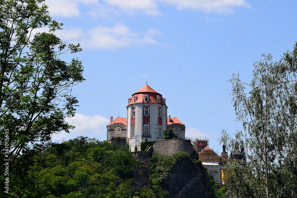 view of the castle from the left bank of the river Dyje, Vranov nad Dyje, Czech Republic