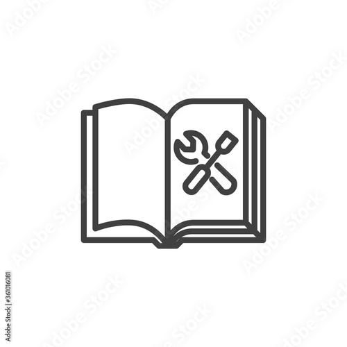 Manual book line icon. linear style sign for mobile concept and web design. Technical manual instruction outline vector icon. Symbol, logo illustration. Vector graphics