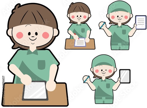 いろんなポーズの作業員のベクター画像