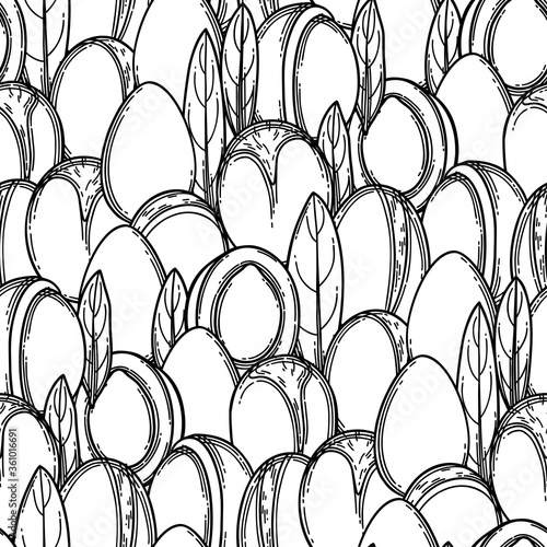 Seamless pattern of graphic argan plants. Vector design
