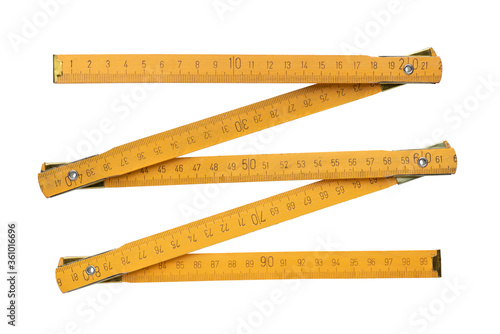 Yellow wooden folding rule
