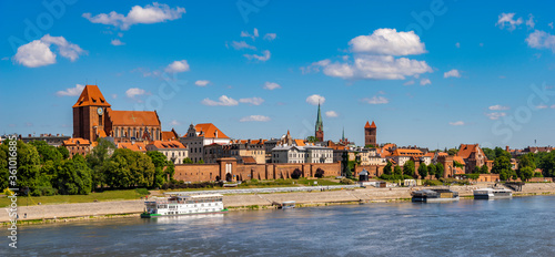 Panorama of the historic old town in Torun on a beautiful sunny day photo