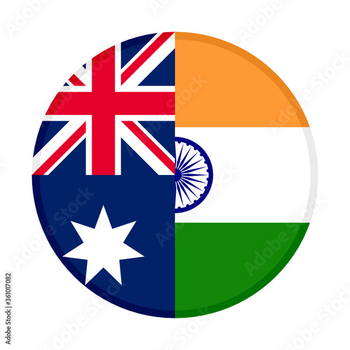 round icon with australia and india flags