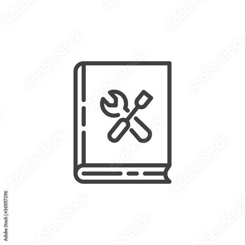 Manual book line icon. linear style sign for mobile concept and web design. Technical manual book outline vector icon. Symbol, logo illustration. Vector graphics