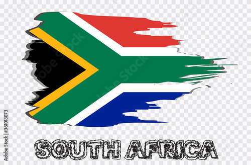 south africa flag grunge brush background. Vector illustration. transparent background