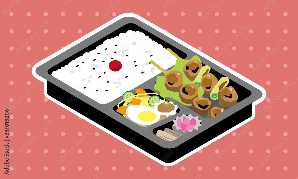 Japanese Yakitori bento on the market Japanese Yakitori bento on the market