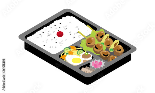 Japanese Yakitori bento on the market