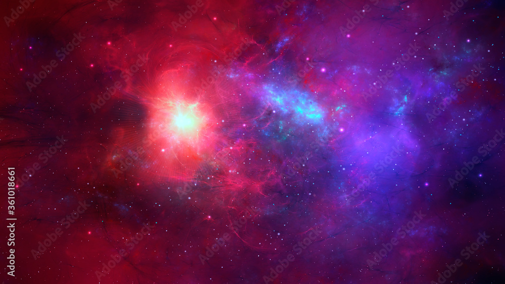 Space background. Colorful nebula with star field. Elements furnished by NASA. 3D rendering