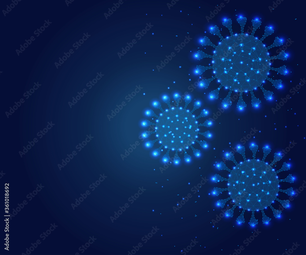 Virus cells polygon, covid, border, blue 2 Virus cells polygon, covid, border, blue 2
