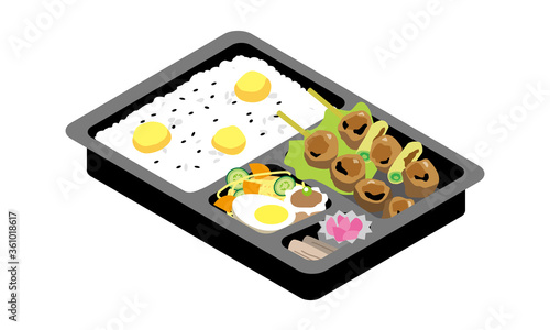 テイクアウト販売の焼鳥と栗ご飯のお弁当