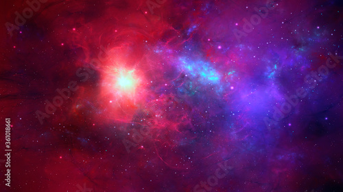 Space background. Colorful nebula with star field. Elements furnished by NASA. 3D rendering