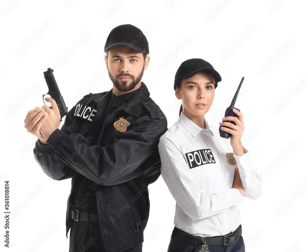 Police officers on white background Police officers on white background