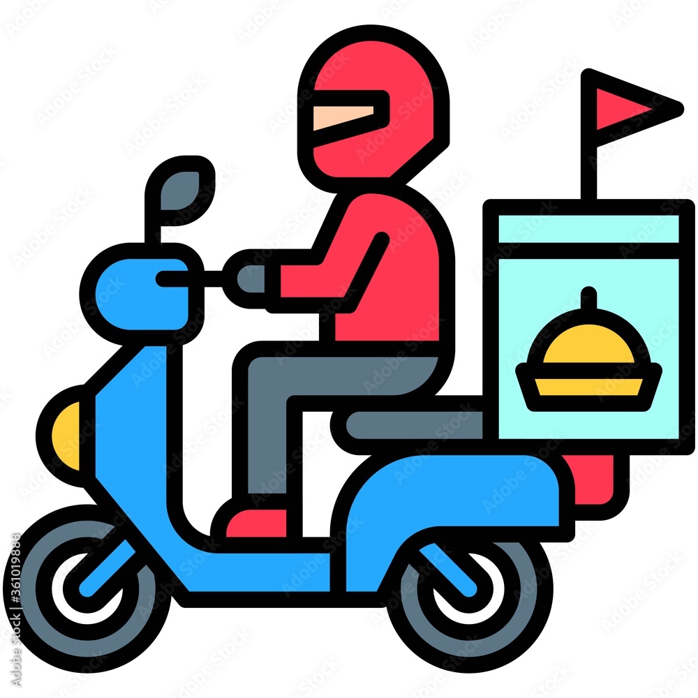Food delivery rider, Telecommuting or  remote work icon