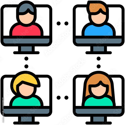 Network group, Telecommuting or  remote work icon