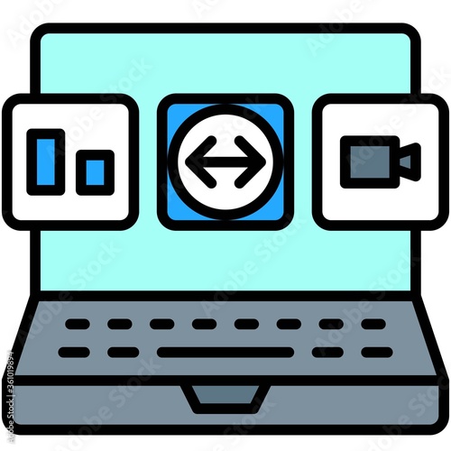 Application on laptop, Telecommuting or  remote work icon