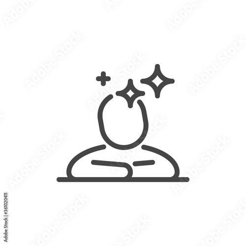 Thin Outline Icon Human and Mind. Such Line sign as Logical Thinking, Think Process, Phantasy or Imagination. Vector Computer Isolated Pictograms for Web and App on White Background Editable Stroke.