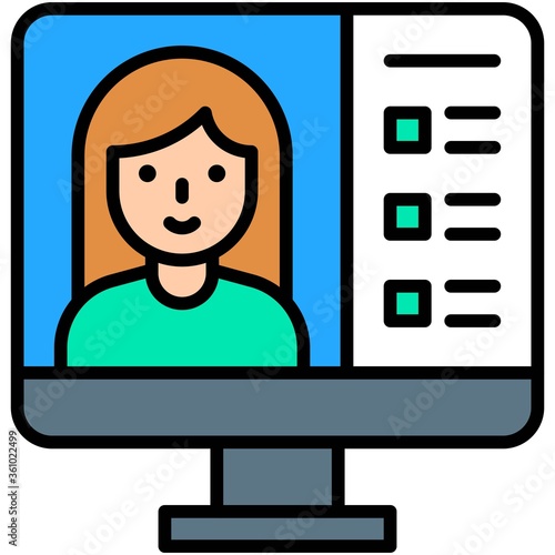 Video conference, Telecommuting or remote work icon, vector illustration