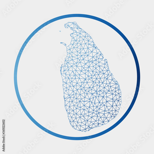 Sri Lanka icon. Network map of the country. Round Sri Lanka sign with gradient ring. Technology, internet, network, telecommunication concept. Vector illustration.
