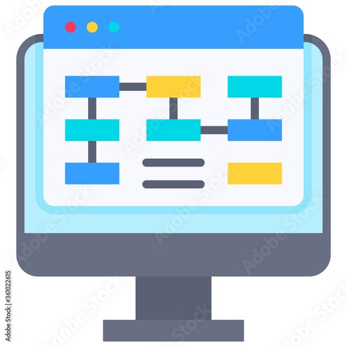 Planning, Telecommuting or remote work icon, vector illustration