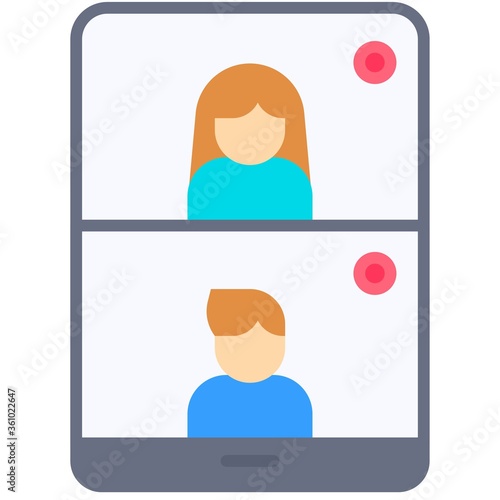 Videotelephony, Telecommuting or remote work icon, vector illustration