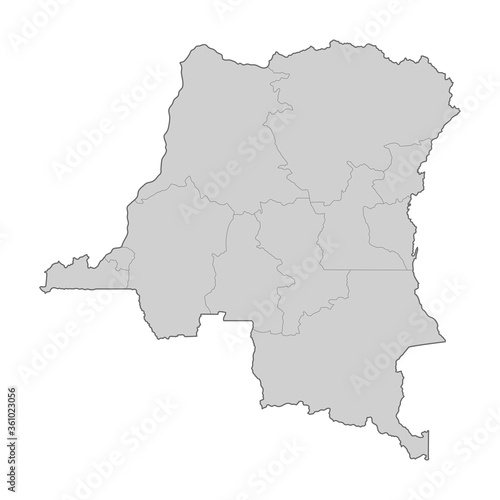 Map of Democratic Republic of the Congo divided to regions. Outline map. Vector illustration.