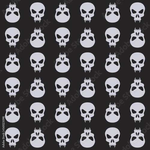 Seamless pattern with skulls. Ornamental background. Vector illustration. Endless texture.