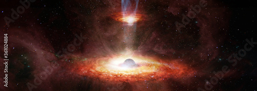 Slika na platnu Spiral galaxy twins black hole