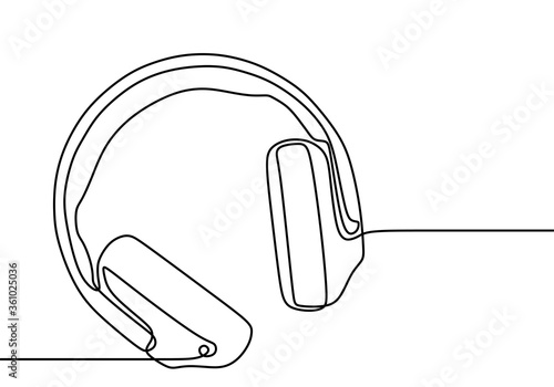 One line drawing of headpho...