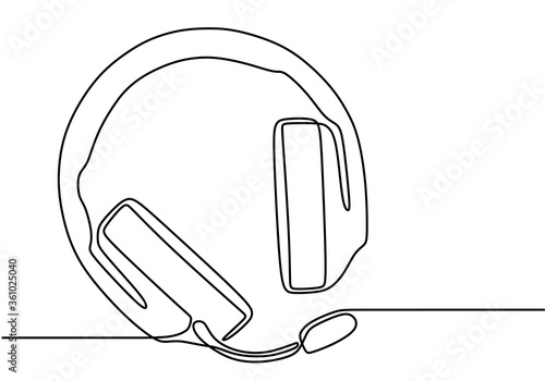 One line drawing of headpho...