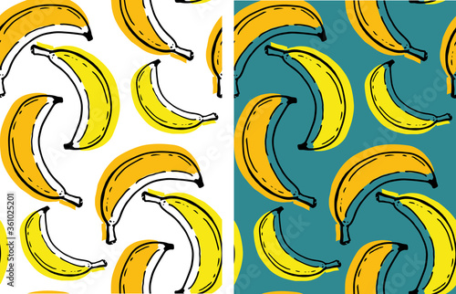 Color abstract hand drawn doodle tropical pattern background. Trendy template design texture.