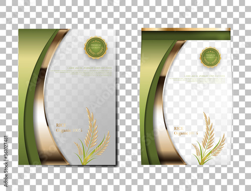 Rice Package Thailand food Products, Green gold banner and poster template vector design rice.