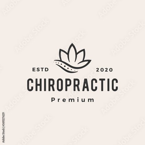 lotus leaf chiropractic hipster vintage logo vector icon illustration