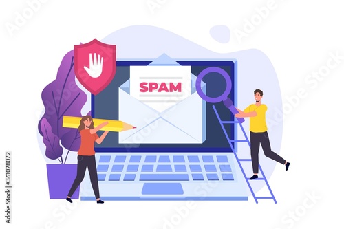 E-mail protection, anti-malware, anti spam  concept. Flat vector illustration