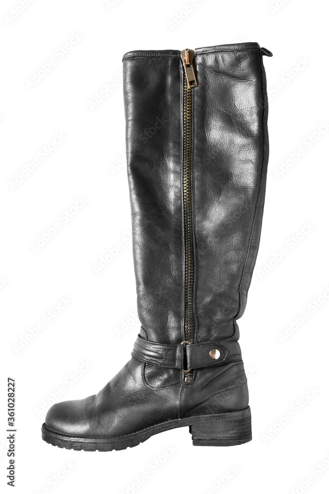 Leather high boot isolated Leather high boot isolated