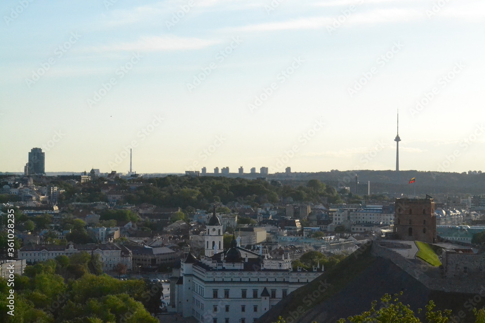 Obraz premium City landscape with Gediminas' castle in Vilnius