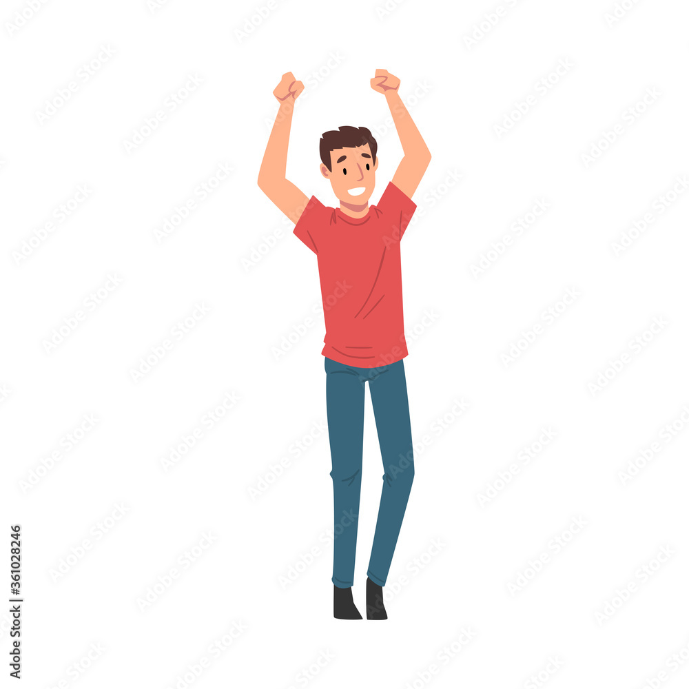 Young Cheerful Man Singing Along with Performers at Concert Vector Illustration Young Cheerful Man Singing Along with Performers at Concert Vector Illustration