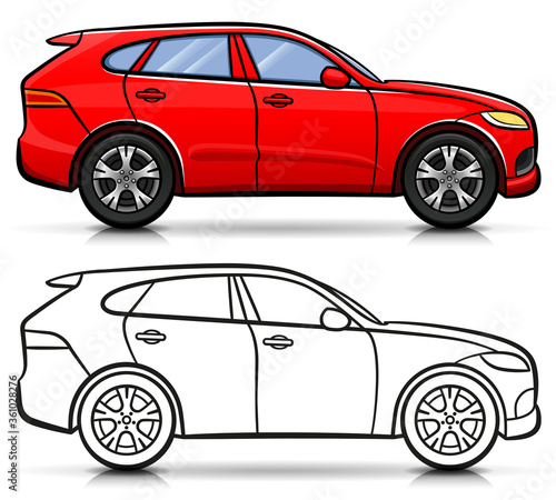 Vector suv car cartoon isolated