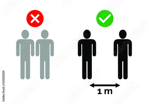 1 meter social distance vector illustration