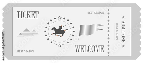 Vector illustration of retro vintage ticket, banner, Golf, Polo, sports