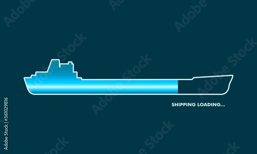 Shipping relative emblem. Nautical cargo vessel. Progress or loading bar