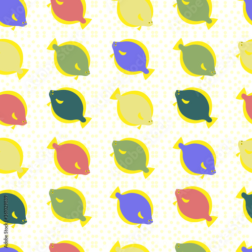 Fish seamless pattern. Vector color image background.