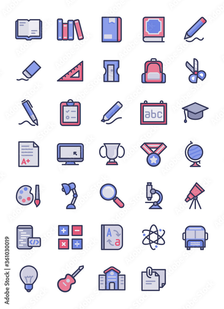 education icon set outline style filled color modern flat design vector education icon set outline style filled color modern flat design vector