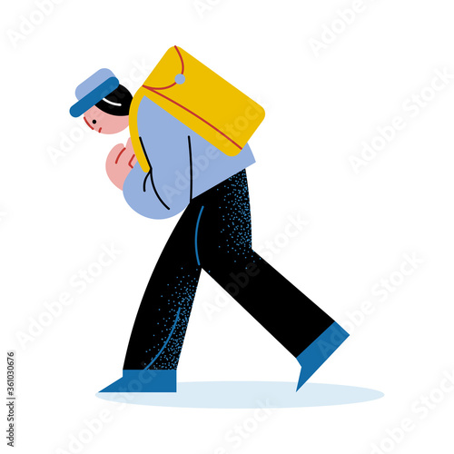 Bullied afraid boy walking home from school