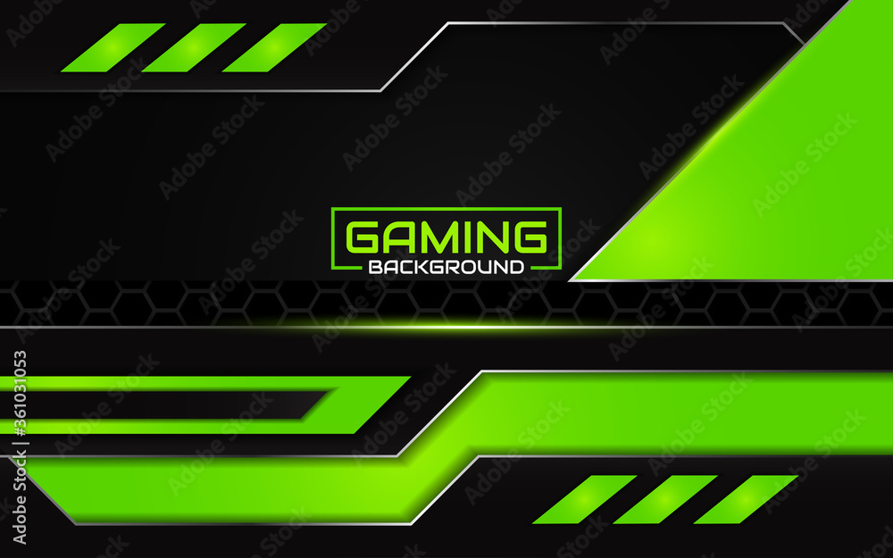 Abstract futuristic black and green gaming background with modern ...